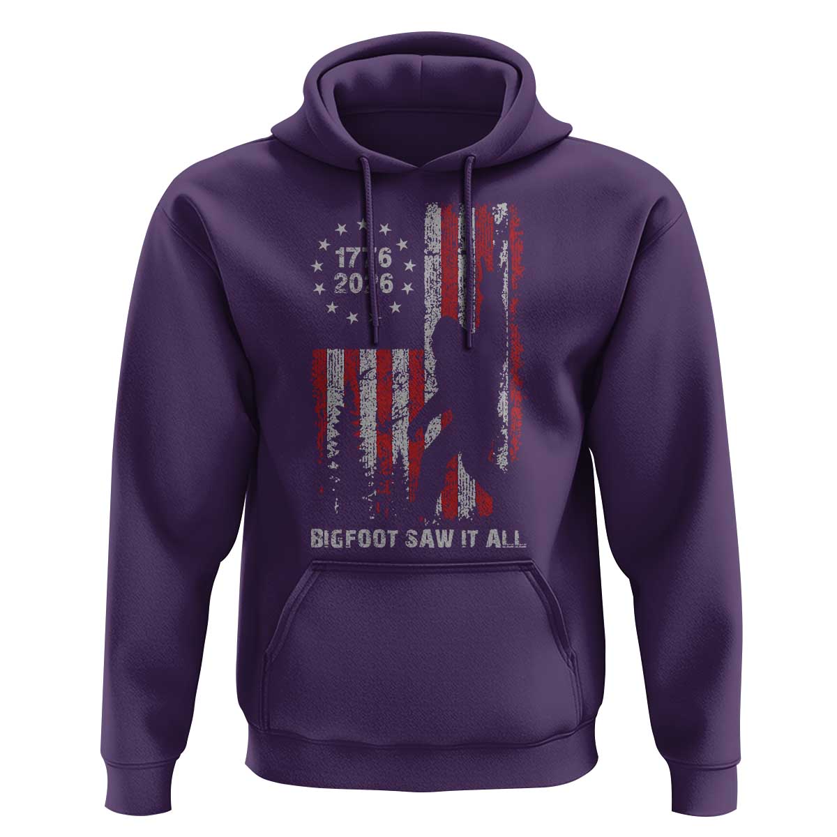 Bigfoot Sasquatch USA 250th Anniversary Hoodie Retro Bigfoot Saw It All 250 Years 1776 2026 4th of July