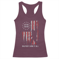 Bigfoot Sasquatch USA 250th Anniversary Racerback Tank Top Retro Bigfoot Saw It All 250 Years 1776 2026 4th of July