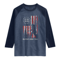 Bigfoot Sasquatch USA 250th Anniversary Raglan Shirt Retro Bigfoot Saw It All 250 Years 1776 2026 4th of July