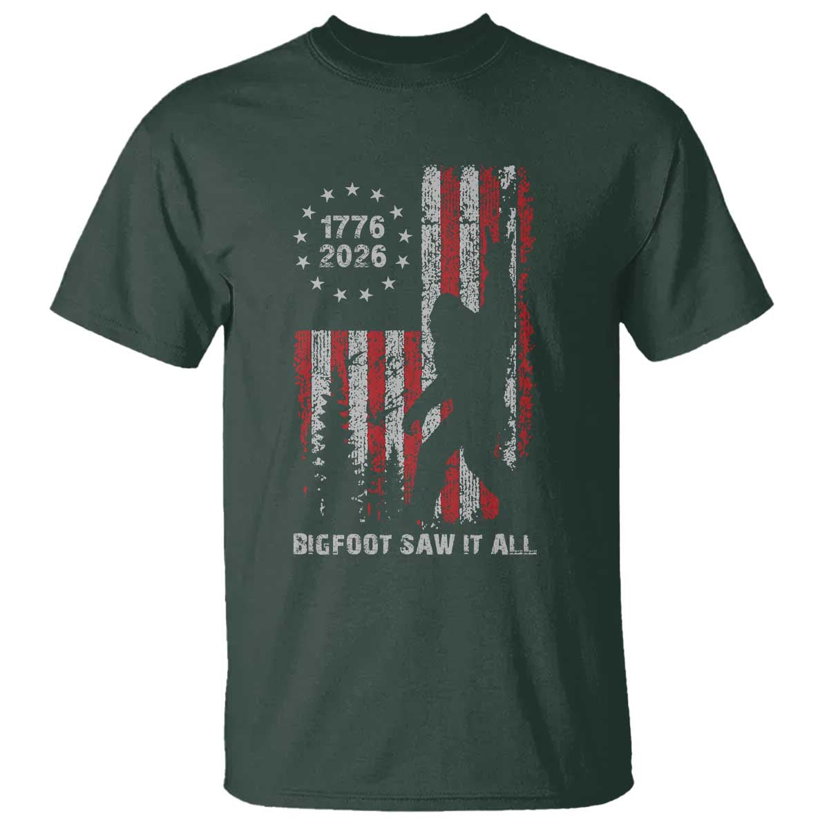 Bigfoot Sasquatch USA 250th Anniversary T Shirt Retro Bigfoot Saw It All 250 Years 1776 2026 4th of July