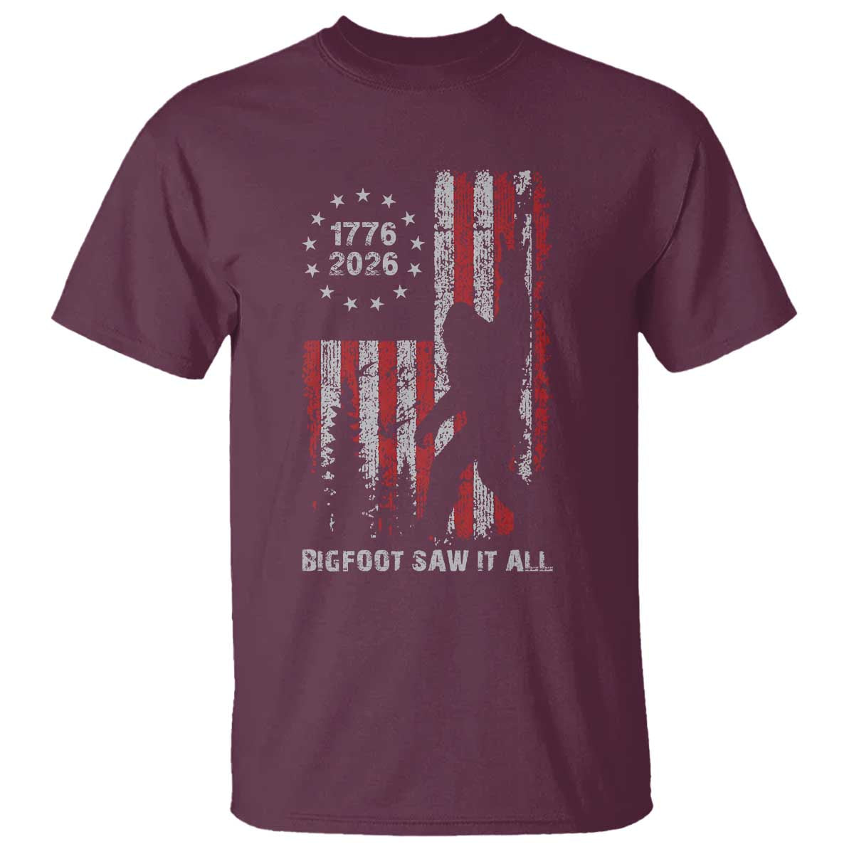 Bigfoot Sasquatch USA 250th Anniversary T Shirt Retro Bigfoot Saw It All 250 Years 1776 2026 4th of July