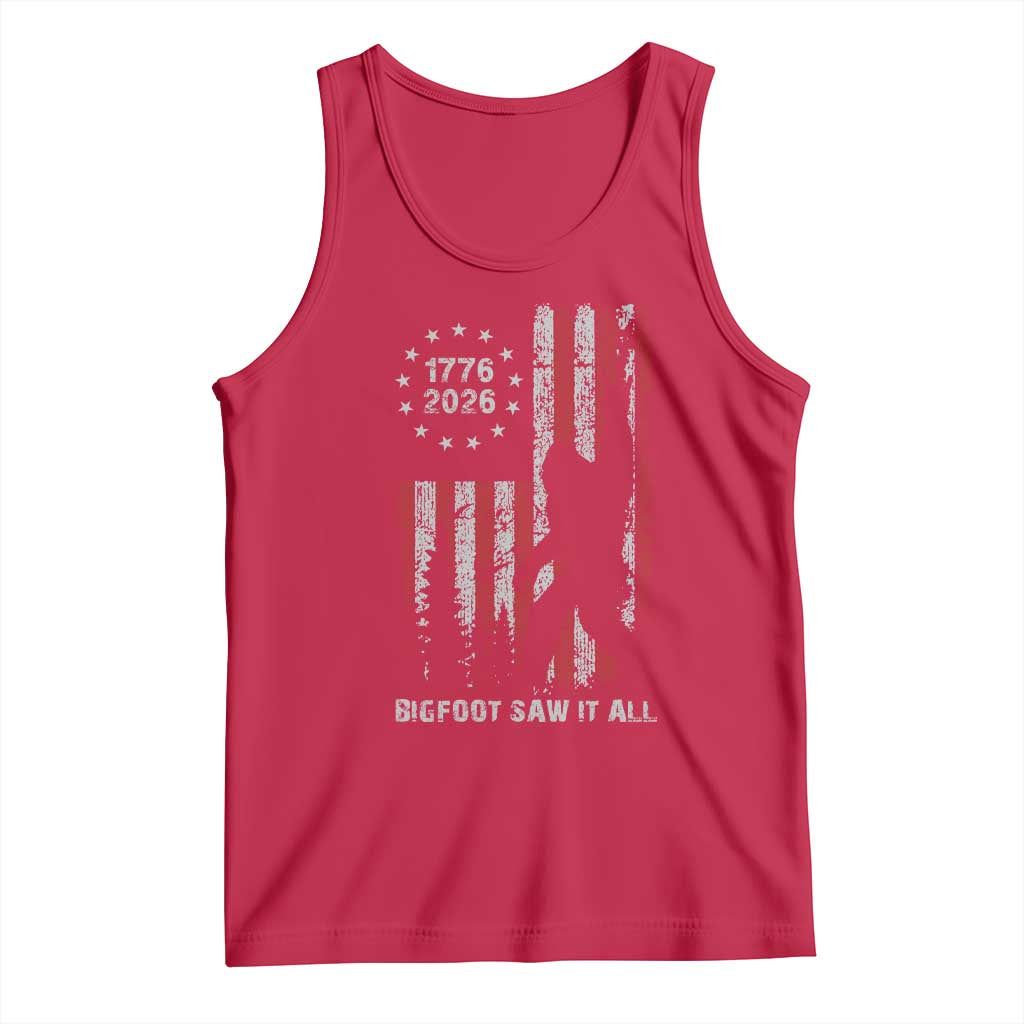 Bigfoot Sasquatch USA 250th Anniversary Tank Top Retro Bigfoot Saw It All 250 Years 1776 2026 4th of July