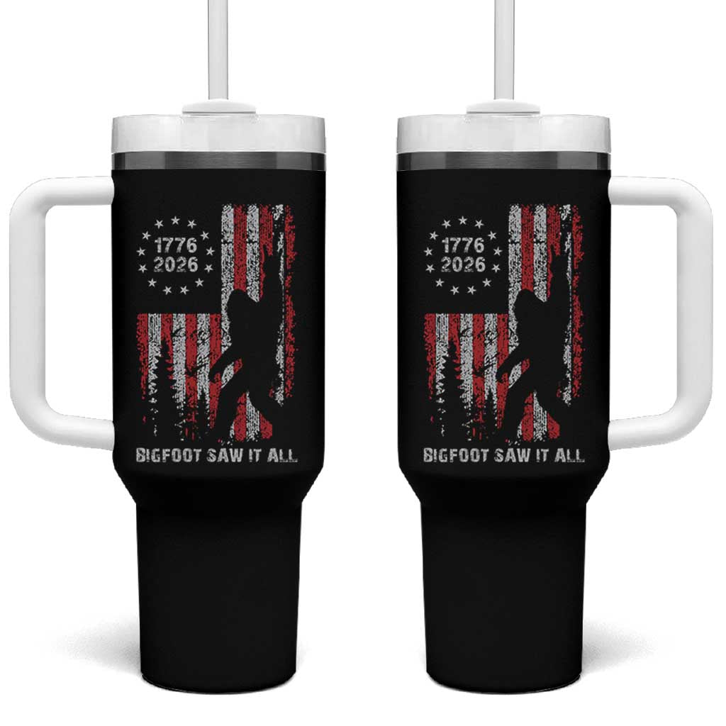 Bigfoot Sasquatch USA 250th Anniversary Tumbler With Handle Retro Bigfoot Saw It All 250 Years 1776 2026 4th of July