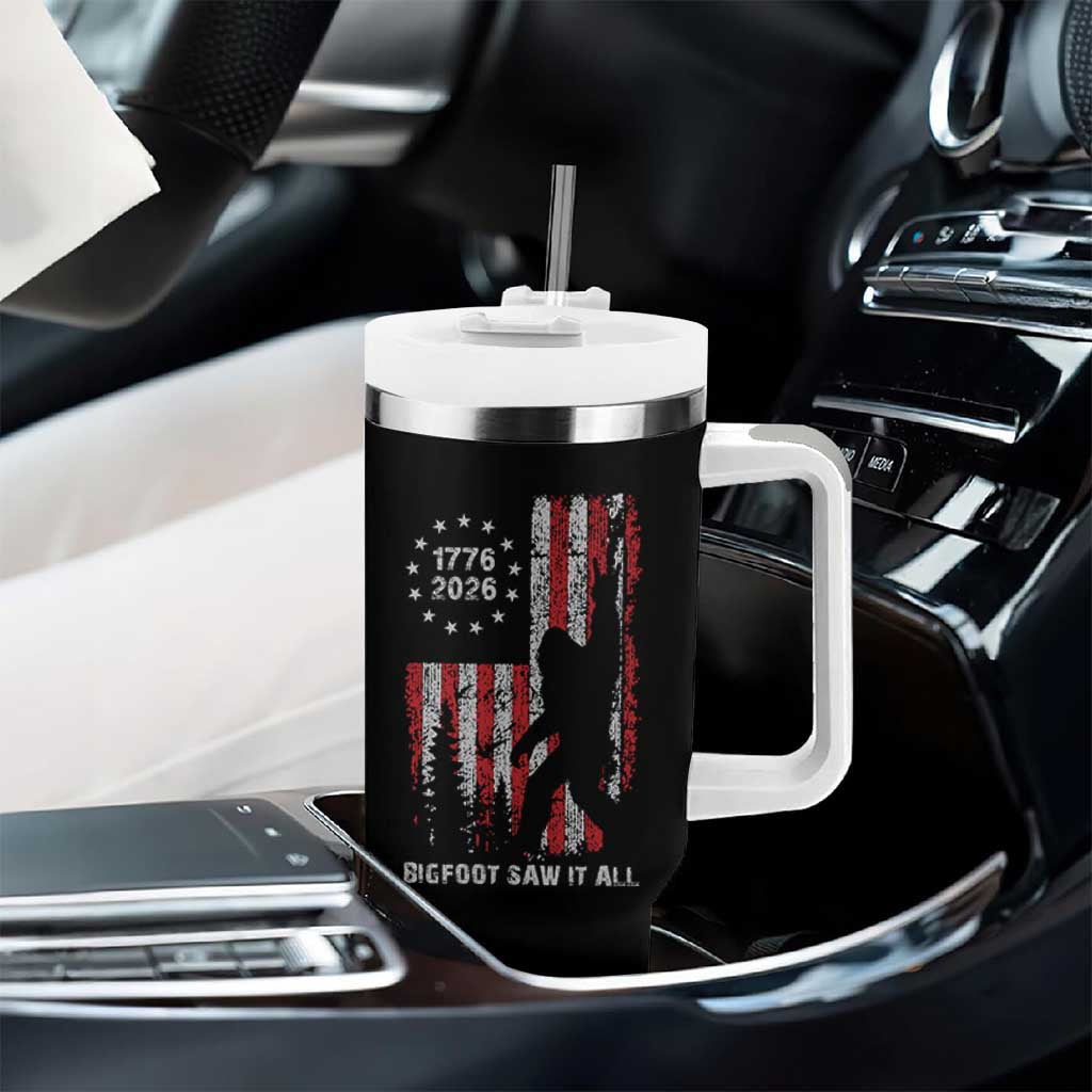 Bigfoot Sasquatch USA 250th Anniversary Tumbler With Handle Retro Bigfoot Saw It All 250 Years 1776 2026 4th of July