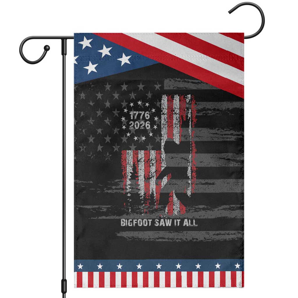 Bigfoot Sasquatch USA 250th Anniversary Patriotic Garden Flag Retro Bigfoot Saw It All 250 Years 1776 2026 4th of July