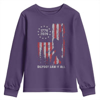 Bigfoot Sasquatch USA 250th Anniversary Youth Sweatshirt Retro Bigfoot Saw It All 250 Years 1776 2026 4th of July