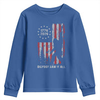 Bigfoot Sasquatch USA 250th Anniversary Youth Sweatshirt Retro Bigfoot Saw It All 250 Years 1776 2026 4th of July