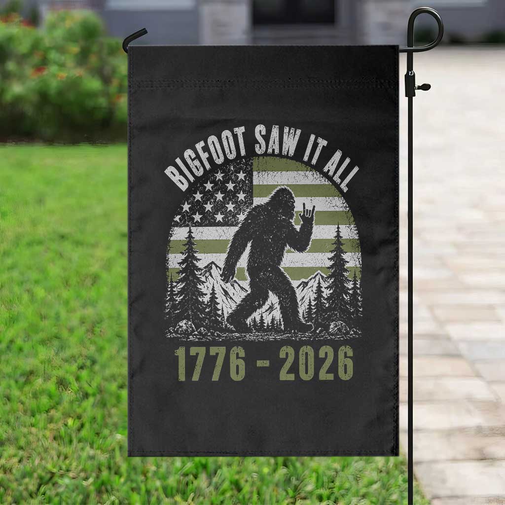 Retro Bigfoot Saw It All USA 250th Anniversary Garden Flag 250 Years 1776 2026 4th of July Sasquatch Flag