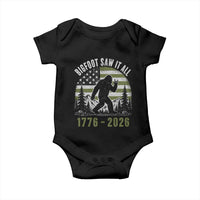Retro Bigfoot Saw It All USA 250th Anniversary Baby Onesie 250 Years 1776 2026 4th of July Sasquatch Flag