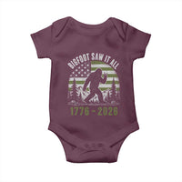 Retro Bigfoot Saw It All USA 250th Anniversary Baby Onesie 250 Years 1776 2026 4th of July Sasquatch Flag