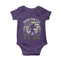 Retro Bigfoot Saw It All USA 250th Anniversary Baby Onesie 250 Years 1776 2026 4th of July Sasquatch Flag