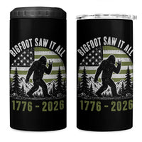 Retro Bigfoot Saw It All USA 250th Anniversary 4 in 1 Can Cooler Tumbler 250 Years 1776 2026 4th of July Sasquatch Flag