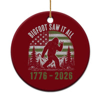 Retro Bigfoot Saw It All USA 250th Anniversary Ceramic Ornament 250 Years 1776 2026 4th of July Sasquatch Flag