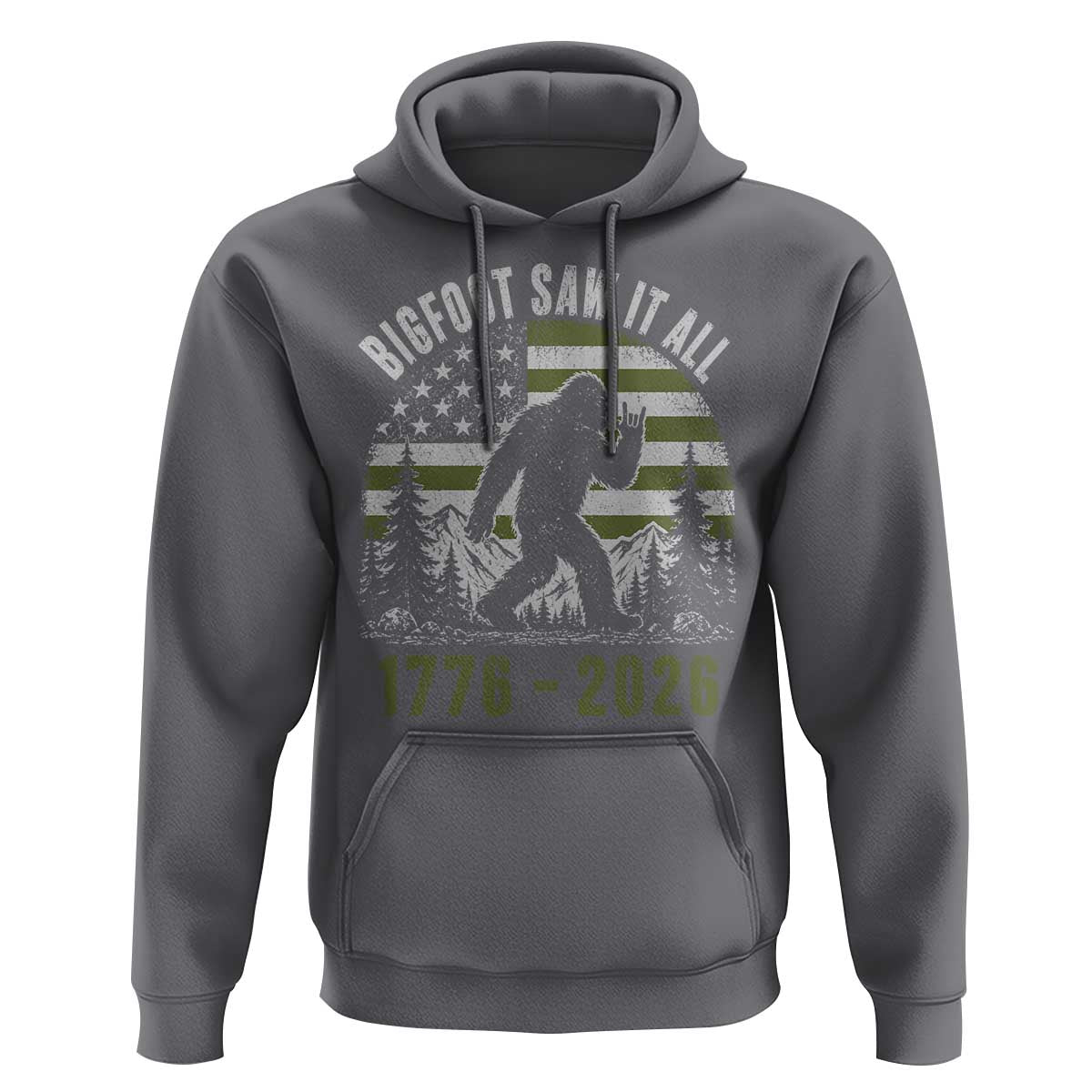 Retro Bigfoot Saw It All USA 250th Anniversary Hoodie 250 Years 1776 2026 4th of July Sasquatch Flag