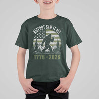 Retro Bigfoot Saw It All USA 250th Anniversary T Shirt For Kid 250 Years 1776 2026 4th of July Sasquatch Flag
