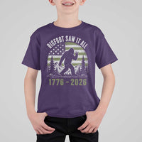 Retro Bigfoot Saw It All USA 250th Anniversary T Shirt For Kid 250 Years 1776 2026 4th of July Sasquatch Flag