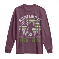 Retro Bigfoot Saw It All USA 250th Anniversary Long Sleeve Shirt 250 Years 1776 2026 4th of July Sasquatch Flag