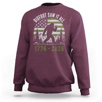 Retro Bigfoot Saw It All USA 250th Anniversary Sweatshirt 250 Years 1776 2026 4th of July Sasquatch Flag