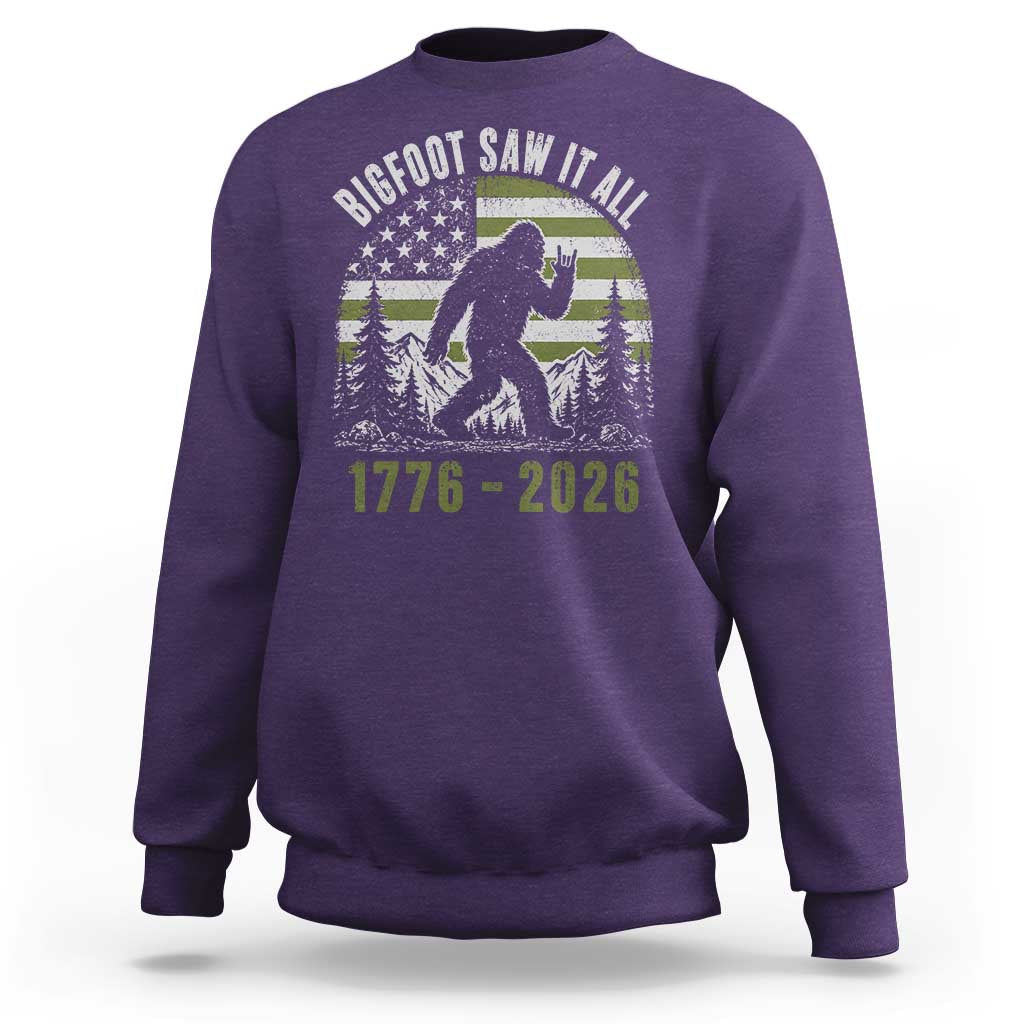 Retro Bigfoot Saw It All USA 250th Anniversary Sweatshirt 250 Years 1776 2026 4th of July Sasquatch Flag
