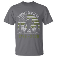 Retro Bigfoot Saw It All USA 250th Anniversary T Shirt 250 Years 1776 2026 4th of July Sasquatch Flag