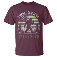 Retro Bigfoot Saw It All USA 250th Anniversary T Shirt 250 Years 1776 2026 4th of July Sasquatch Flag