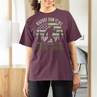 Retro Bigfoot Saw It All USA 250th Anniversary T Shirt For Women 250 Years 1776 2026 4th of July Sasquatch Flag