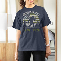 Retro Bigfoot Saw It All USA 250th Anniversary T Shirt For Women 250 Years 1776 2026 4th of July Sasquatch Flag