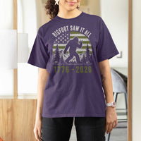Retro Bigfoot Saw It All USA 250th Anniversary T Shirt For Women 250 Years 1776 2026 4th of July Sasquatch Flag