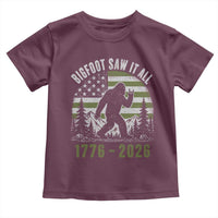 Retro Bigfoot Saw It All USA 250th Anniversary Toddler T Shirt 250 Years 1776 2026 4th of July Sasquatch Flag