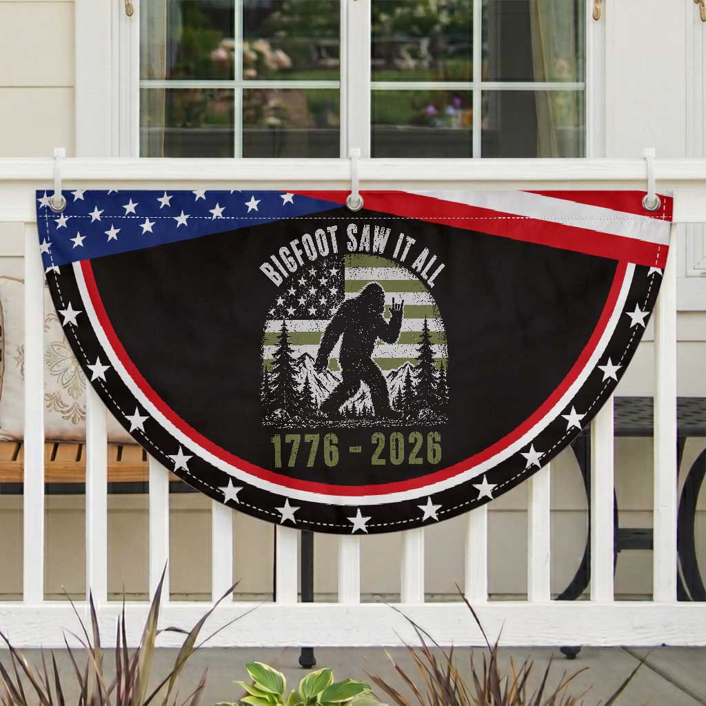 Retro Bigfoot Saw It All USA 250th Anniversary Patriotic Fan Flag 250 Years 1776 2026 4th of July Sasquatch Flag