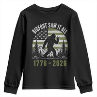Retro Bigfoot Saw It All USA 250th Anniversary Youth Sweatshirt 250 Years 1776 2026 4th of July Sasquatch Flag