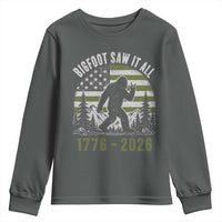 Retro Bigfoot Saw It All USA 250th Anniversary Youth Sweatshirt 250 Years 1776 2026 4th of July Sasquatch Flag
