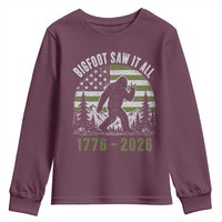 Retro Bigfoot Saw It All USA 250th Anniversary Youth Sweatshirt 250 Years 1776 2026 4th of July Sasquatch Flag
