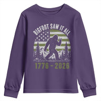 Retro Bigfoot Saw It All USA 250th Anniversary Youth Sweatshirt 250 Years 1776 2026 4th of July Sasquatch Flag