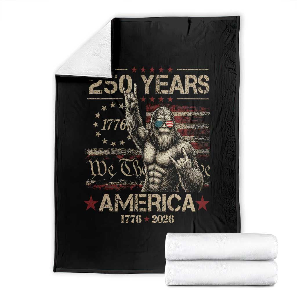 Bigfoot Sasquatch USA 250th Anniversary Throw Blanket Retro 250 Years 1776 2026 4th of July Independence Day