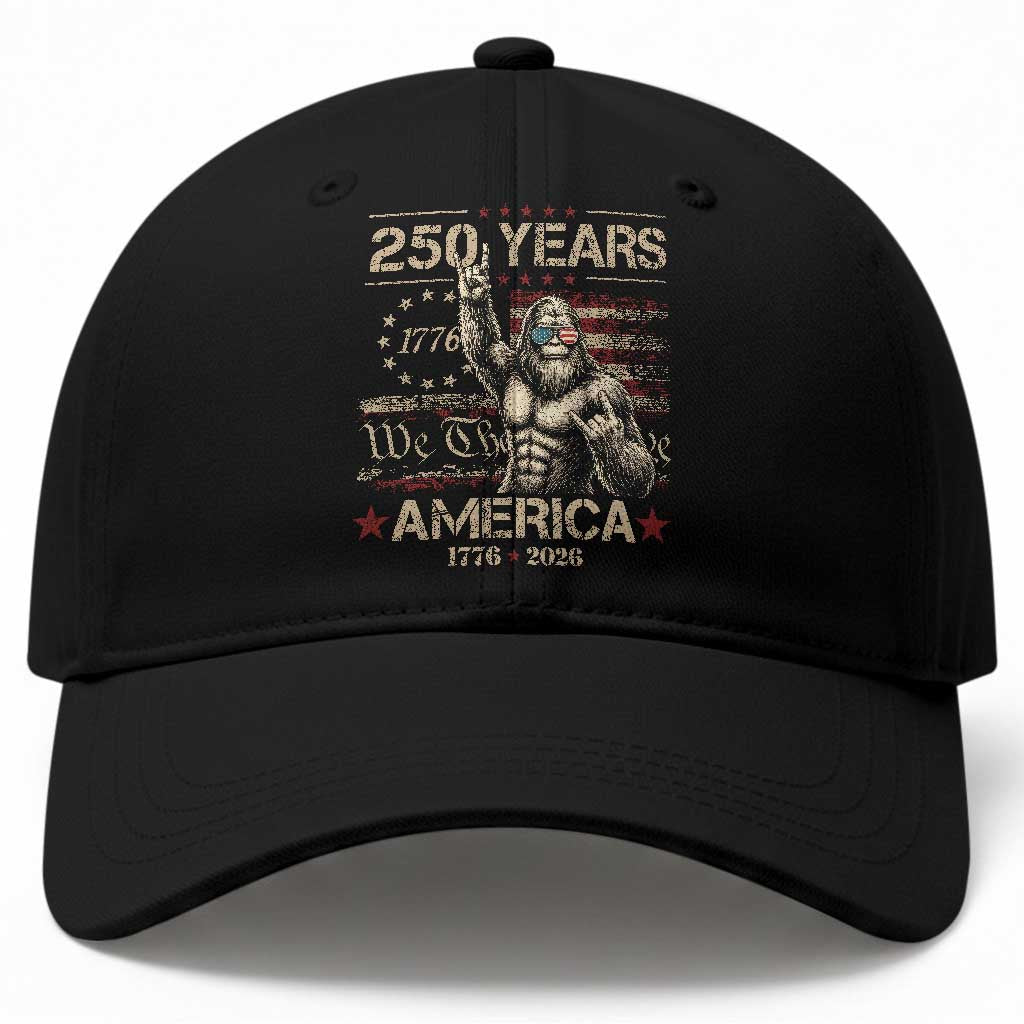 Bigfoot Sasquatch USA 250th Anniversary Baseball Cap Retro 250 Years 1776 2026 4th of July Independence Day