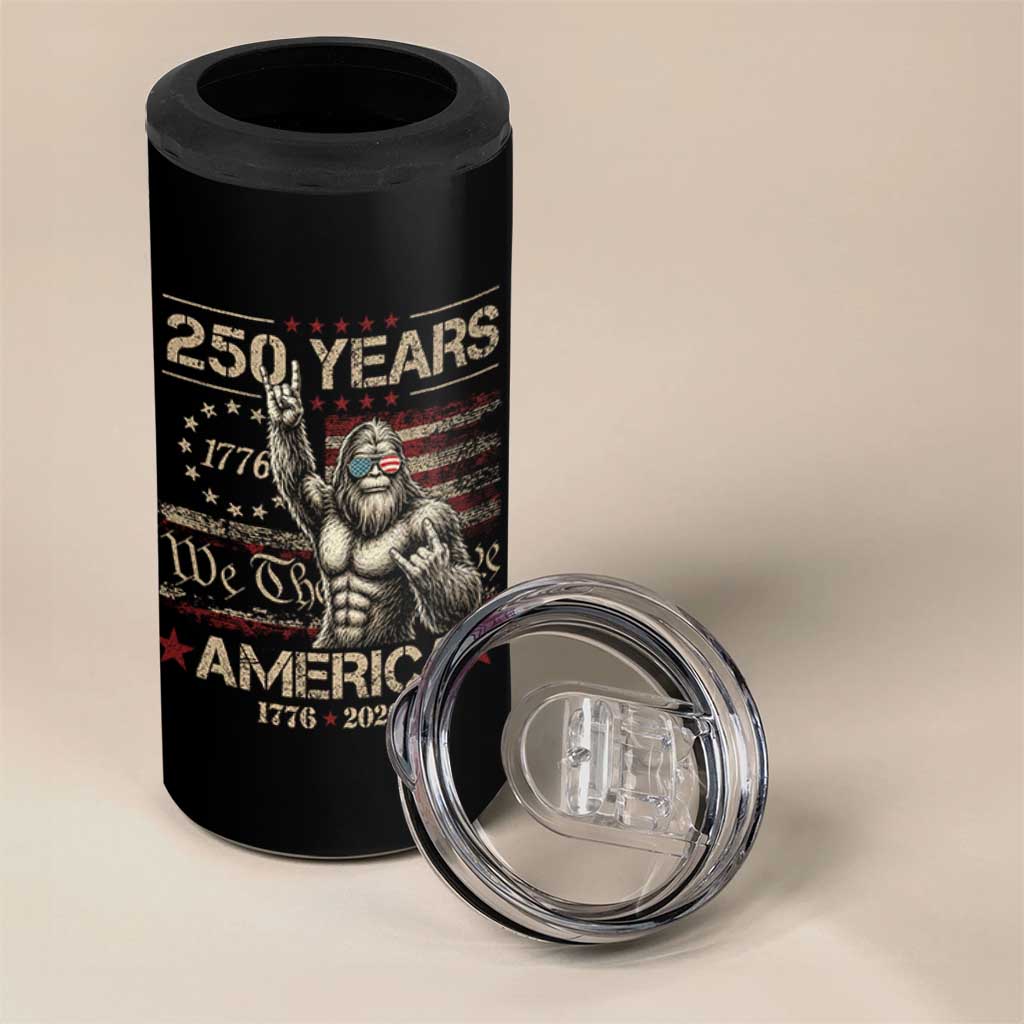 Bigfoot Sasquatch USA 250th Anniversary 4 in 1 Can Cooler Tumbler Retro 250 Years 1776 2026 4th of July Independence Day