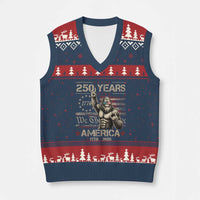 Bigfoot Sasquatch USA 250th Anniversary V-Neck Knit Sweater Vest Retro 250 Years 1776 2026 4th of July Independence Day