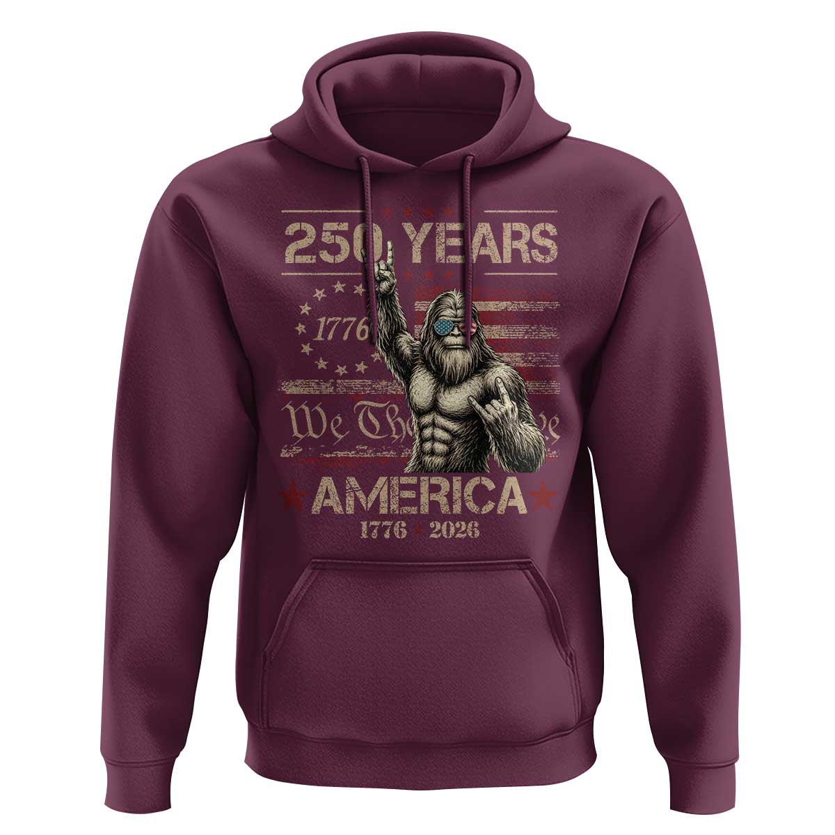 Bigfoot Sasquatch USA 250th Anniversary Hoodie Retro 250 Years 1776 2026 4th of July Independence Day