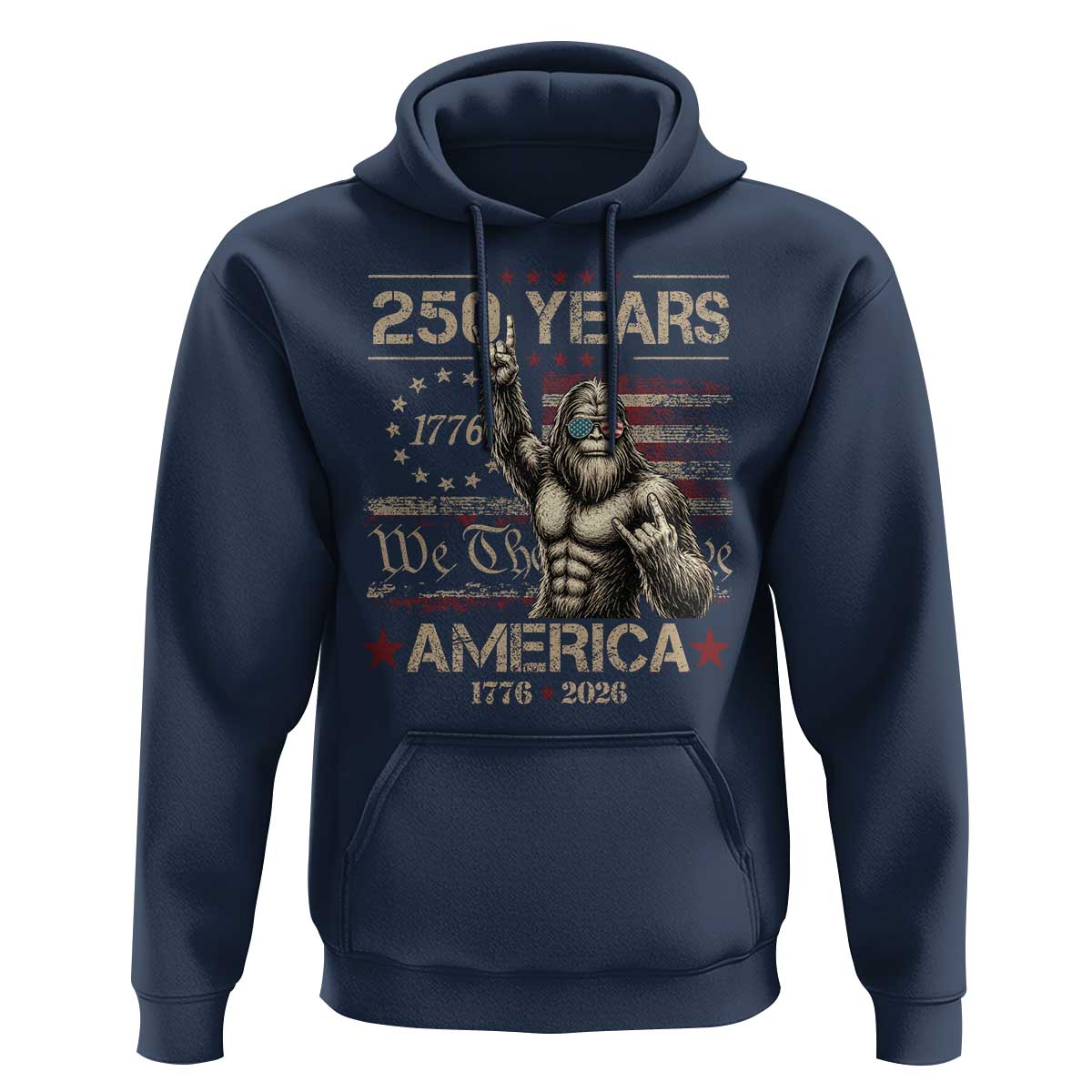 Bigfoot Sasquatch USA 250th Anniversary Hoodie Retro 250 Years 1776 2026 4th of July Independence Day