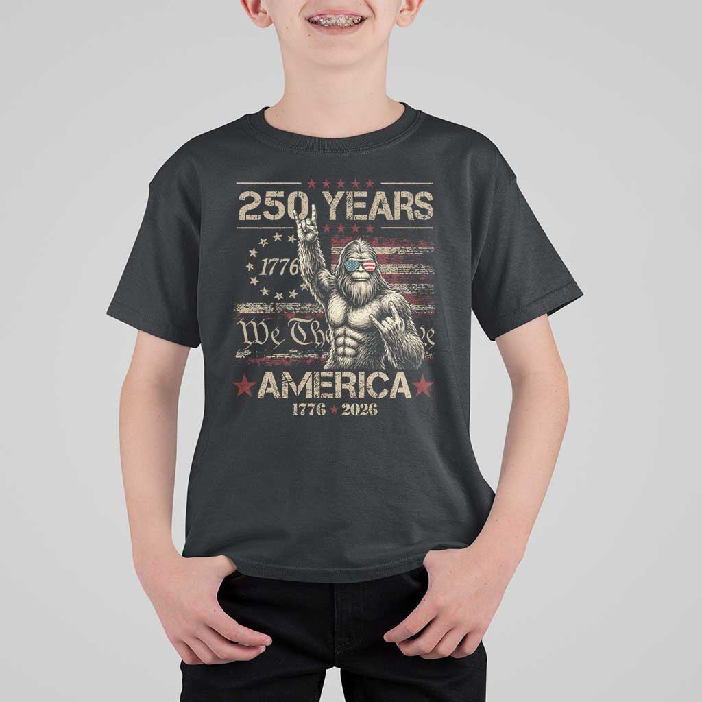 Bigfoot Sasquatch USA 250th Anniversary T Shirt For Kid Retro 250 Years 1776 2026 4th of July Independence Day