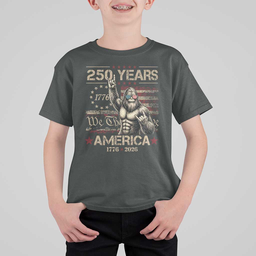 Bigfoot Sasquatch USA 250th Anniversary T Shirt For Kid Retro 250 Years 1776 2026 4th of July Independence Day