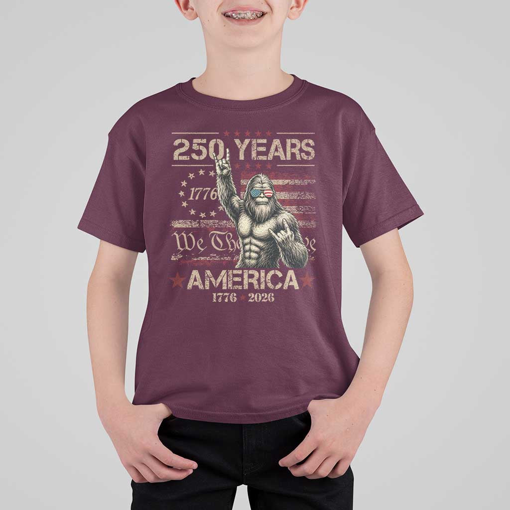 Bigfoot Sasquatch USA 250th Anniversary T Shirt For Kid Retro 250 Years 1776 2026 4th of July Independence Day