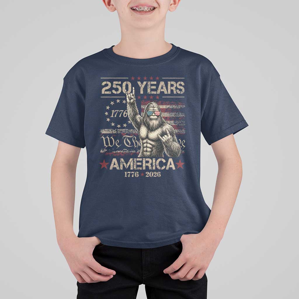 Bigfoot Sasquatch USA 250th Anniversary T Shirt For Kid Retro 250 Years 1776 2026 4th of July Independence Day