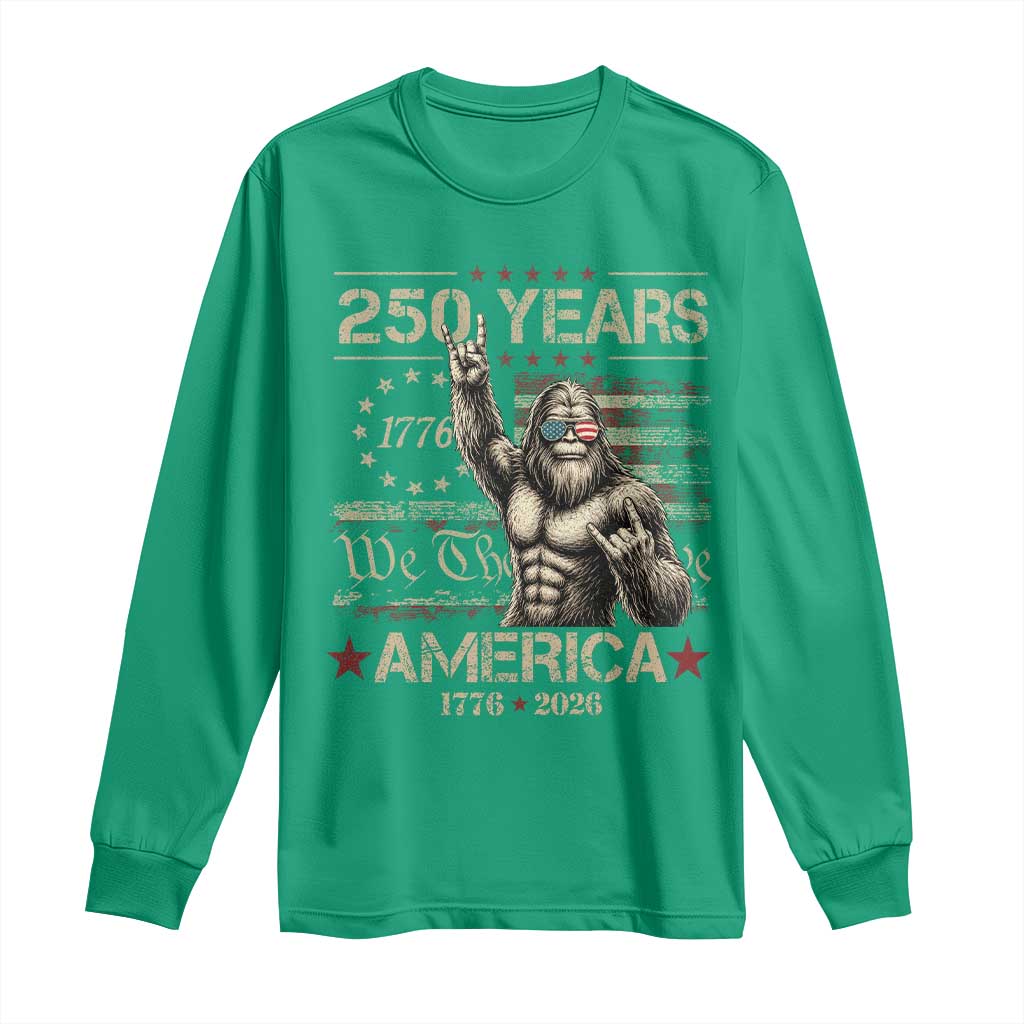 Bigfoot Sasquatch USA 250th Anniversary Long Sleeve Shirt Retro 250 Years 1776 2026 4th of July Independence Day