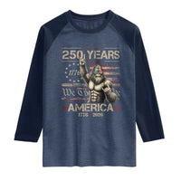 Bigfoot Sasquatch USA 250th Anniversary Raglan Shirt Retro 250 Years 1776 2026 4th of July Independence Day