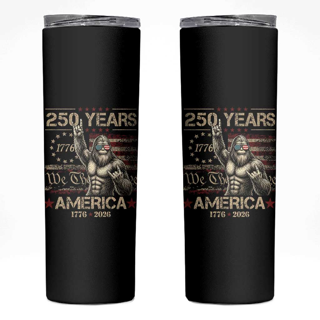 Bigfoot Sasquatch USA 250th Anniversary Skinny Tumbler Retro 250 Years 1776 2026 4th of July Independence Day
