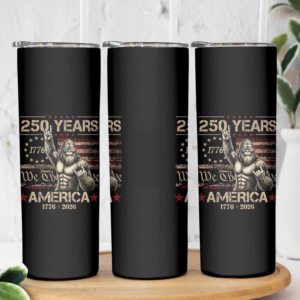Bigfoot Sasquatch USA 250th Anniversary Skinny Tumbler Retro 250 Years 1776 2026 4th of July Independence Day