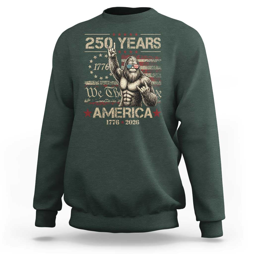 Bigfoot Sasquatch USA 250th Anniversary Sweatshirt Retro 250 Years 1776 2026 4th of July Independence Day