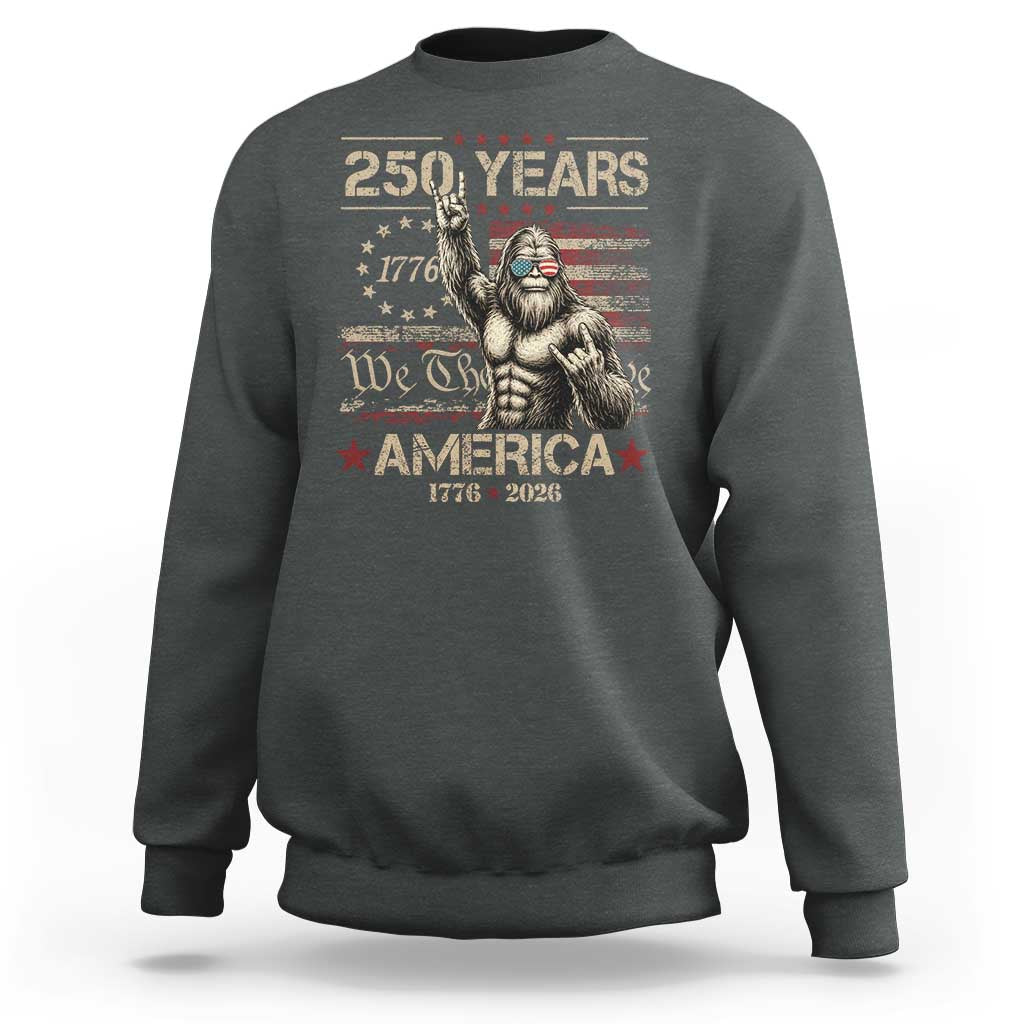 Bigfoot Sasquatch USA 250th Anniversary Sweatshirt Retro 250 Years 1776 2026 4th of July Independence Day